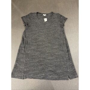 New J Jill Pure Jill Black Space Dye Short Sleeve Shift Dress w/ Pockets Size LP